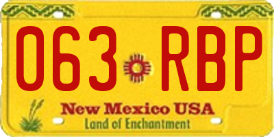 NM license plate 063RBP