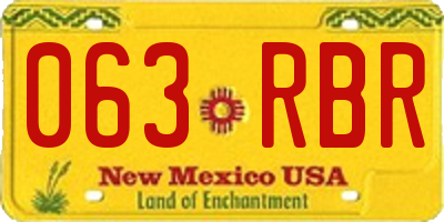 NM license plate 063RBR