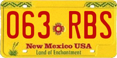 NM license plate 063RBS