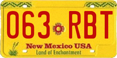 NM license plate 063RBT