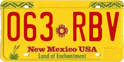 NM license plate 063RBV