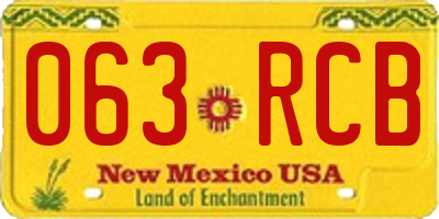 NM license plate 063RCB