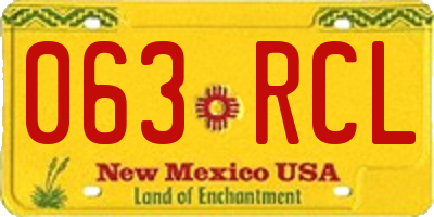 NM license plate 063RCL