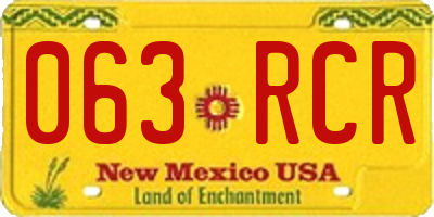 NM license plate 063RCR