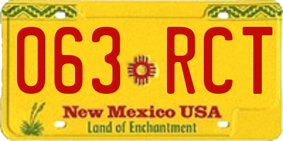 NM license plate 063RCT