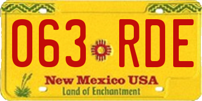 NM license plate 063RDE