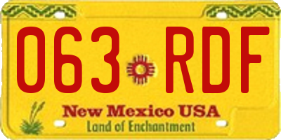 NM license plate 063RDF
