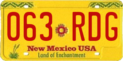 NM license plate 063RDG