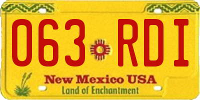 NM license plate 063RDI