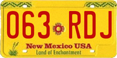 NM license plate 063RDJ