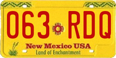NM license plate 063RDQ