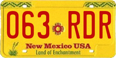 NM license plate 063RDR