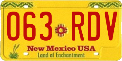 NM license plate 063RDV