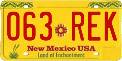 NM license plate 063REK