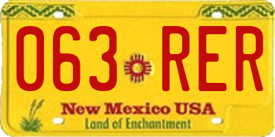 NM license plate 063RER