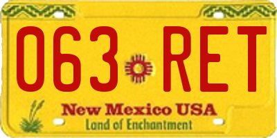 NM license plate 063RET