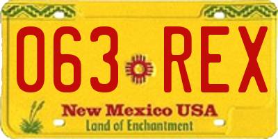 NM license plate 063REX