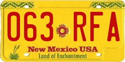 NM license plate 063RFA