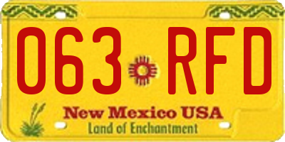 NM license plate 063RFD