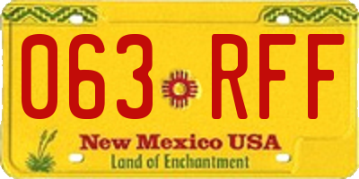 NM license plate 063RFF