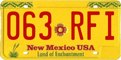 NM license plate 063RFI