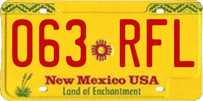 NM license plate 063RFL