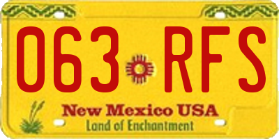 NM license plate 063RFS