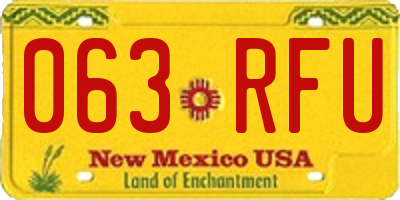 NM license plate 063RFU