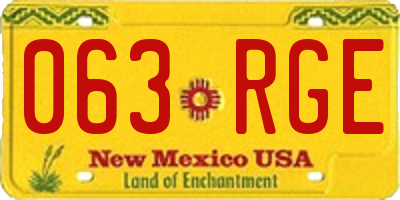 NM license plate 063RGE