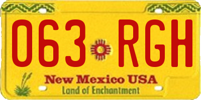 NM license plate 063RGH