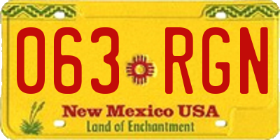 NM license plate 063RGN