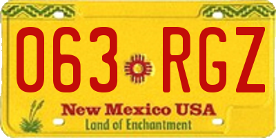 NM license plate 063RGZ