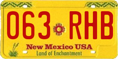 NM license plate 063RHB