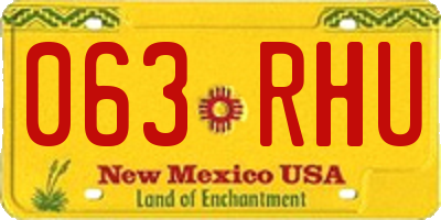 NM license plate 063RHU