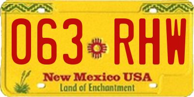 NM license plate 063RHW