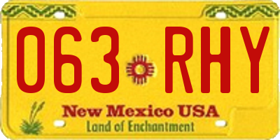 NM license plate 063RHY