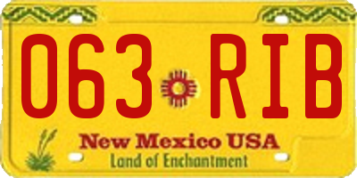 NM license plate 063RIB