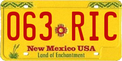 NM license plate 063RIC
