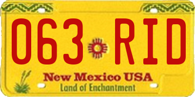 NM license plate 063RID