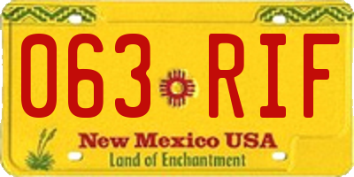 NM license plate 063RIF