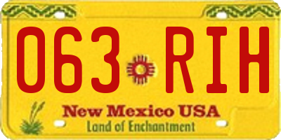 NM license plate 063RIH