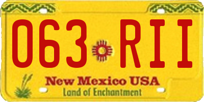 NM license plate 063RII