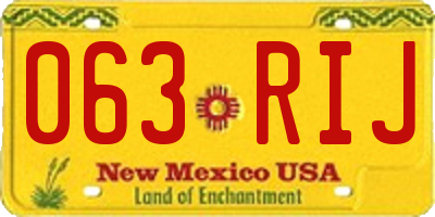NM license plate 063RIJ