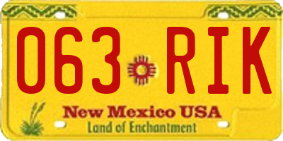 NM license plate 063RIK