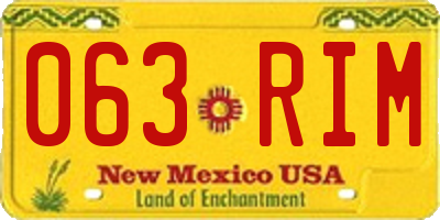 NM license plate 063RIM