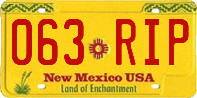 NM license plate 063RIP