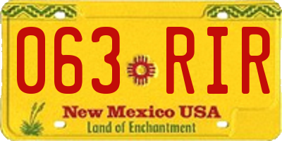 NM license plate 063RIR