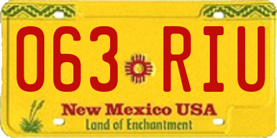 NM license plate 063RIU
