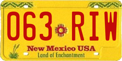NM license plate 063RIW