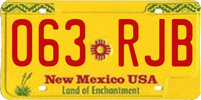 NM license plate 063RJB